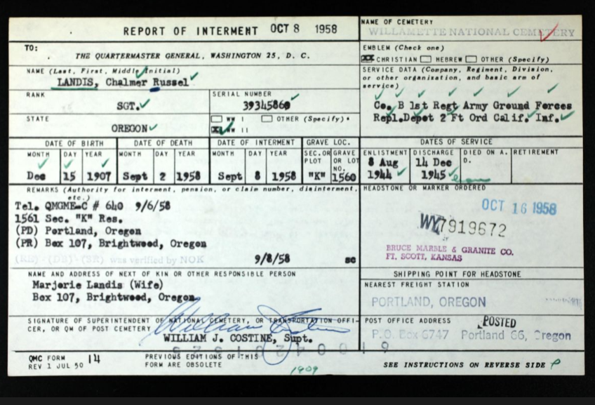 Chalmer Russell Landis